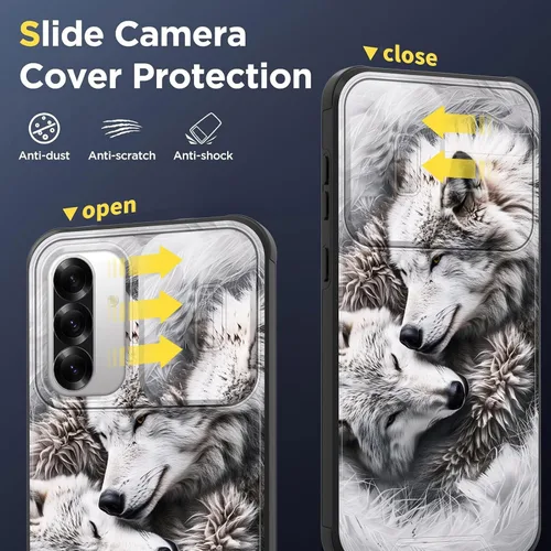 Vista 410 de Funda para Galaxy A17 5G con cubierta para cámara deslizante, resistente de doble capa híbrida a prueba de golpes, funda protectora resistente