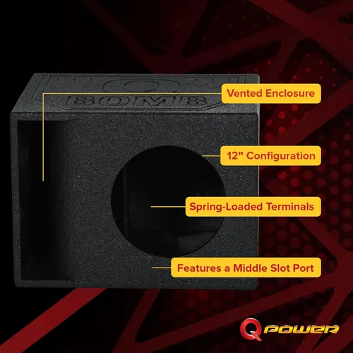 Vista 5 de QPower QBomb QBOMB12HP Caja Individual de Subwoofer Ventilado con Puerto de 12 pulgadas con Recubrimiento Protector