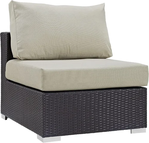 Vista 20 de Modway Convene - Sofá biplaza de mimbre para patio al aire libre con cojines en color beige espresso