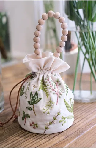 Vista 5 de Smart-Feather Kits de bolsas de bordado con cordón con patrones, kit de costura de punto de aguja para principiantes, kit de inicio de bordado