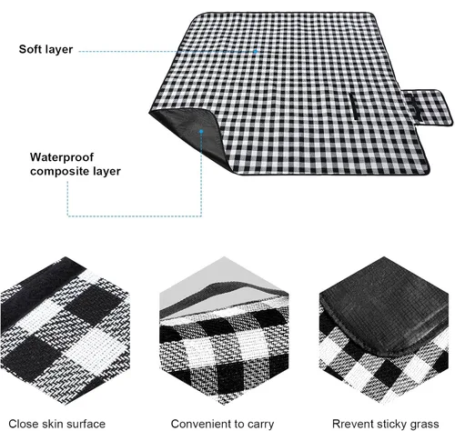Vista 2 de Patelai Cesta de mimbre para pícnic, cesta tejida a mano natural con asas plegables dobles, cestas de sauce con manta para picnic al aire libre