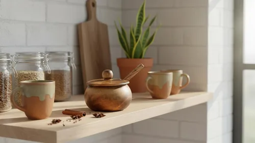 Vista 4 de Azucarero decorativo de madera rústica y cuchara con tapa de boca ancha para dulces y especias para condimentos, frutos secos, recipiente