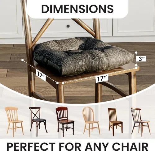 Vista 4 de Klear Vu Gripper - Cojines sobrerellenos antideslizantes universales para silla de comedor para decoración de cocina o uso en la oficina