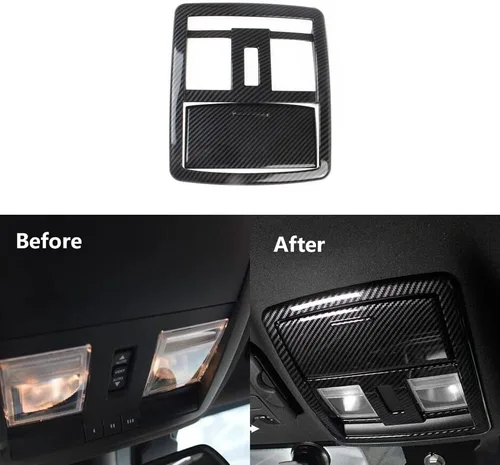 Vista 5 de Cubierta de fibra de carbono para lámpara de lectura, cubierta de bisel, compatible con Dodge Challenger 2015-2020