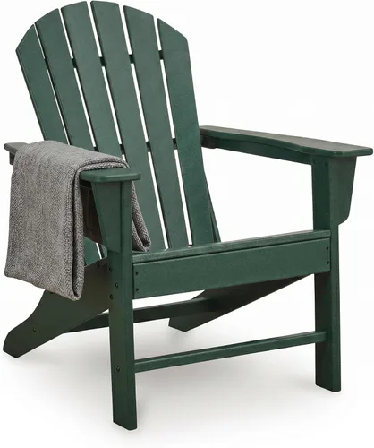 Vista 18 de Diseño de autor por Ashley - Silla para patio exterior Sundown Treasure Adirondack de HDPE, color marrón claro Beige