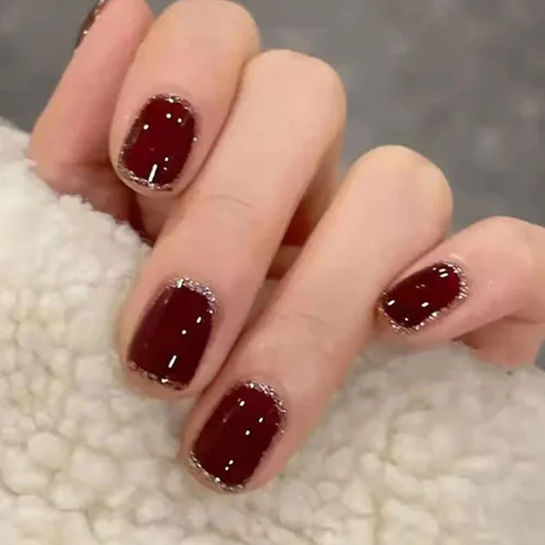 Vista 9 de 24 uñas postizas cuadradas a presión, cortas, bonitas, florales, acrílicas, con diseños de flores de arcoíris, uñas reutilizables con pegamento