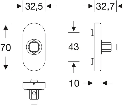 Vista 2 de FSB 0 34 0000 09039 6204 Window Handle Adapter Rosette Oval Rosette Base with Cover Rose Matte Stainless Steel Silver