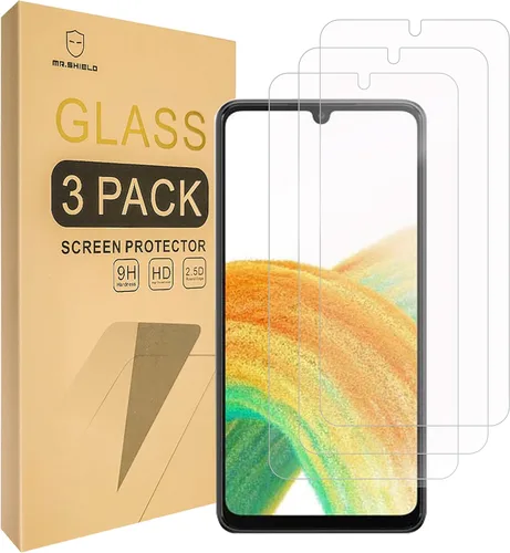 Mr.Shield [Paquete de 3] Protector de pantalla para Samsung Galaxy A25 5G [vidrio templado] [vidrio japonés con dureza 9H] Protector de pantalla