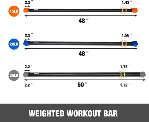 Vista 3 de Paquete de 3 barras con peso de entrenamiento LIONSCOOL para ejercicio, barra de peso acolchada para ejercicio, barra de estiramiento