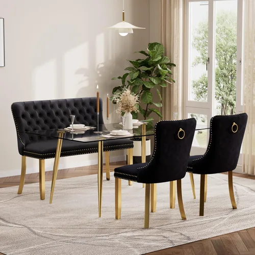 Vista 36 de Baysitone Juego de mesa de comedor de vidrio de 51 pulgadas para 4, juego de 5 piezas moderno de comedor, mesa de cocina rectangular de vidrio con 4