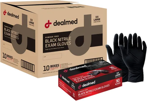 Vista 10 de Dealmed Black Nitrile Exam Gloves – Disposable Multi-Purpose Use Medical Gloves Use for First Aid and Medical Facilities