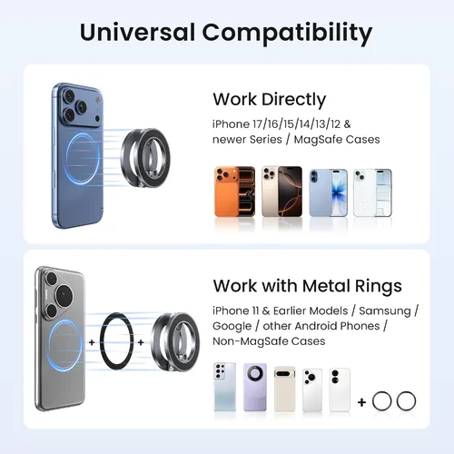 Vista 7 de Itramax Soporte magnético para teléfono MagSafe, soporte magnético de doble anillo para teléfono celular, soporte de teléfono celular ajustable
