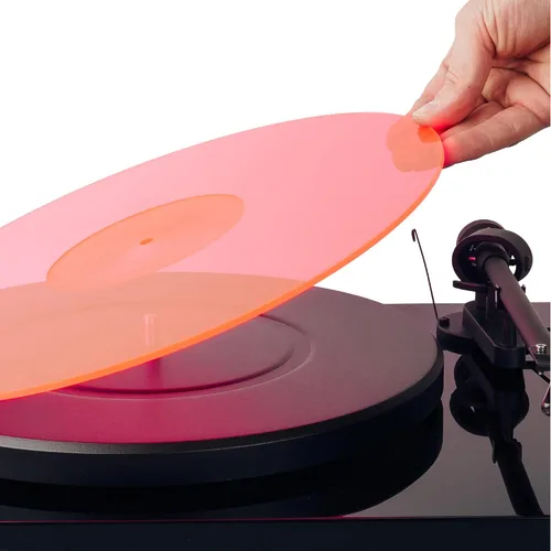 Vista 16 de Tapete acrílico para tocadiscos – 11.75 pulgadas de disco de vinilo negro – Tapete acrílico mecanizado de precisión con hueco de etiqueta