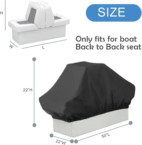 Vista 2 de Funda de asiento de barco, funda de almacenamiento de asiento doble espalda con espalda, protector de asiento impermeable, Oxford 420D de servicio