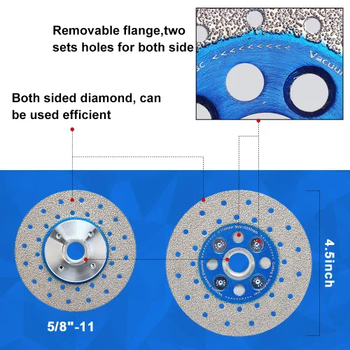 Vista 4 de Hoja de pulido de azulejos de 4 "Hoja de corte de granito con corte y molienda de brida extraíble 5/8-11 para baldosas de granito de mármol Pocelain