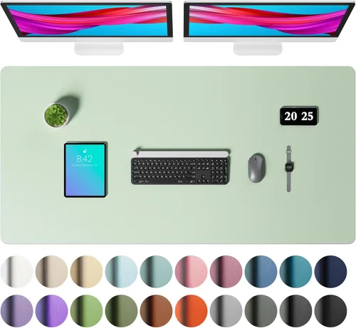 Vista 9 de Aothia - Protector de escritorio de cuero sintético grande, base antideslizante para mouse y superficie para escribir, impermeable, fácil de Agua