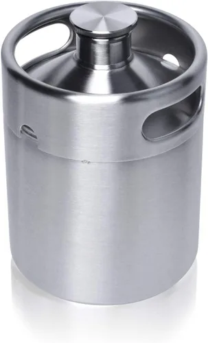 Mini barril Growler, 64 oz de acero inoxidable 304 de 64 onzas, con tapa de perilla de sello, para el hogar, cocina, cerveza, cerveza (2L)