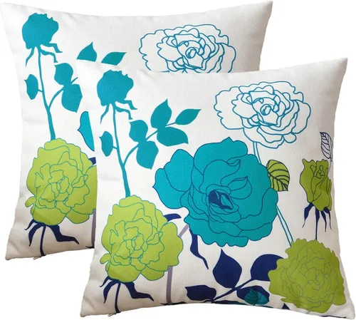 Vista 10 de sykting - Juego de 2 fundas de almohada de lino y algodón para sofá, 7.1 x 7.1 pulgadas, serie de pájaros y flores