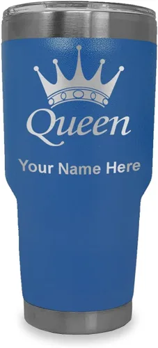Vista 34 de LaserGram Vaso aislado al vacío de 20 onzas, corona de reina, grabado personalizado incluido (negro)