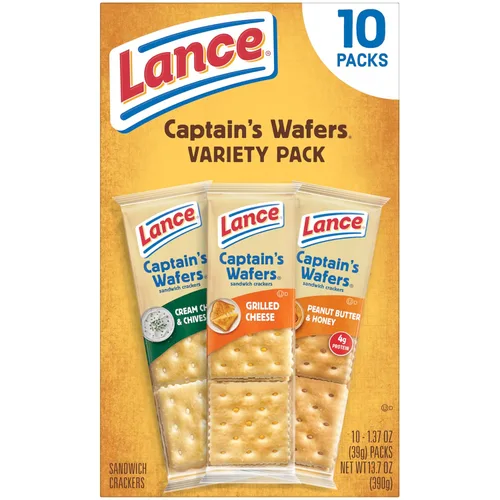 Vista 4 de Lance - Galletas saladas tipo sándwich, Captain's Wafers, paquete variado, 10 paquetes individuales, 6 sándwiches en cada uno