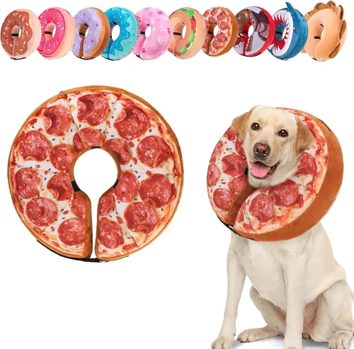 Vista 18 de BEAUTYZOO - Collar inflable suave para perros y gatos, alternativa a conos postoperatorios, con forma de donut, para evitar lamidos, color rosa