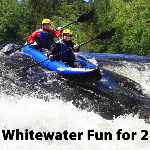 Vista 2 de Sea Eagle 420X Explorer - Kayak inflable - pesca, excursión, camping, exploración y riego blanco, auto-fianza, skeg extraíble, piso de punto de caída