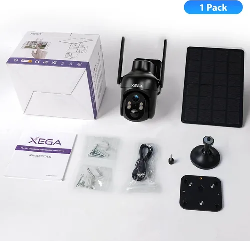Vista 7 de Xega Cámara de seguridad solar WiFi, cámara IP inalámbrica PTZ HD para exteriores, batería recargable de vigilancia con panel solar