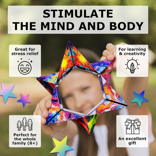 Vista 3 de Shashibo Caja que cambia de forma, galardonado juguete STEM con imanes ultra fuertes, el cubo de rompecabezas se transforma en más de 100 formas