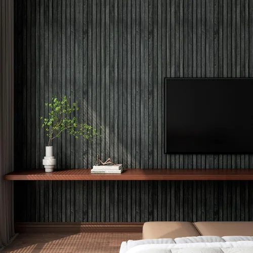 Vista 3 de LACHEERY Panel de Pared de Listones de Madera Negra de 160 X 24 Pulgadas Papel Tapiz Despegar y Pegar Panel de Madera 3D Papel Tapiz Despegar