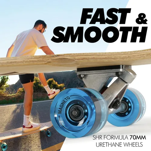 Vista 5 de Magneto 44 inch Kicktail Cruiser Longboard Skateboard Bamboo and Hard Maple Deck Made for Adults, Teens, and Kids