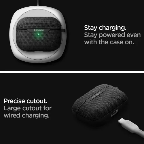 Vista 5 de Spigen Urban Fit - Funda para AirPods Pro (2019), funda de tela prémium con mosquetón, color negro