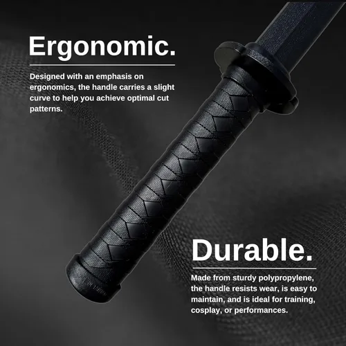 Vista 3 de E-BOGU Espada negra de polipropileno estilo madera con vaina de saya negra (33 pulgadas Mokume)