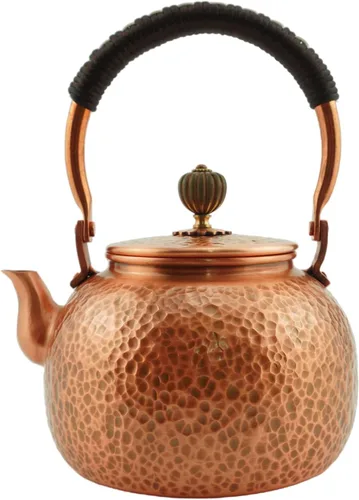 Vista 11 de Funmaker Tetera de cobre macizo hecha a mano, tetera de cobre martillado, tetera gruesa de cobre martillado, tetera hecha para estufas de gas