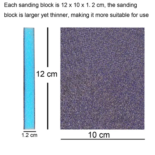 Vista 2 de Paquete de 12 bloques de esponja de lijado de grado grueso de grano 80, lavables y reutilizables, kit de esponja de arena para ollas de cepillo