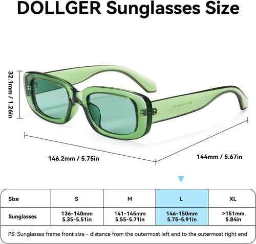 Vista 5 de Dollger Lentes de sol rectangulares para mujeres y hombres, de moda, retro, a la moda, protección UV 400, cuadrado Fram