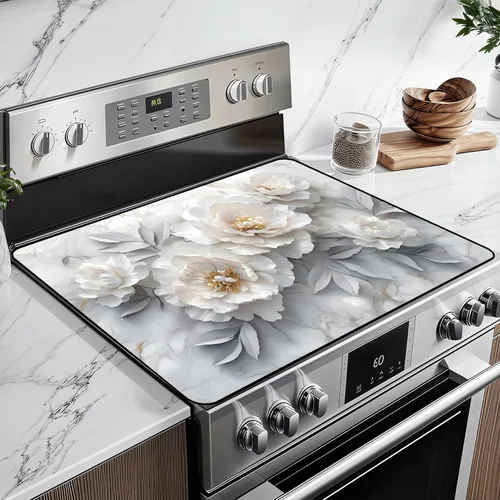Vista 18 de Cubierta de estufa de vidrio resistente al calor con revestimiento de goma antideslizante – Protector de estufa eléctrica, resistente a