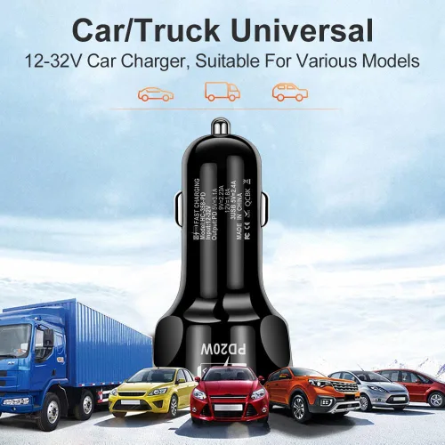 Vista 5 de Cargador de coche de luz de cigarrillo de carga rápida USB de 4 puertos 3 x 2.4 A USB/ 1 PD20W luz LED compatible con tabletas cámaras iPhone 14 13