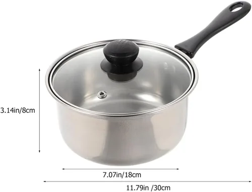 Vista 7 de PRETYZOOM Cacerola multiusos, cacerola de leche, olla de cocina de alimentos, tapa antiadherente, fácil de limpiar