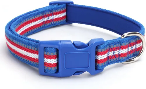 Vista 8 de TDTOK Collar de nailon reflectante para perro, bonito collar acolchado de neopreno suave para perros grandes, medianos y pequeños con hebilla
