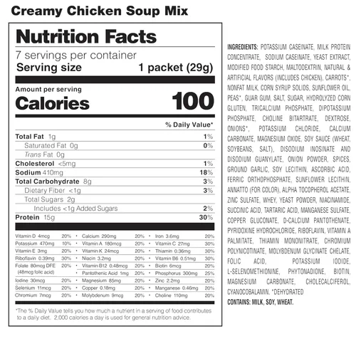 Vista 2 de HMR Mezcla cremosa de sopa de pollo Almuerzo o cena instantánea para apoyar el control de peso Fácil de preparar 0.55 onzas de proteína