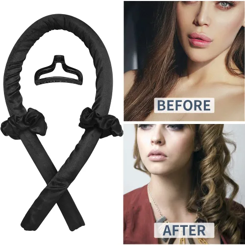 Vista 3 de Diadema de Varilla Rizadora Sin Calor, Cinta de Seda Sin Calor, Varilla Rizadora, Rulos para el Cabello, Rizos con Clip de Garra para el Cabello