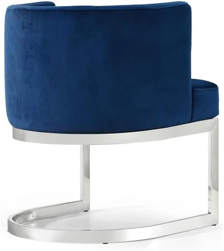 Vista 6 de Home Square Juego de 2 sillas de comedor tapizadas de terciopelo con base de metal plateado en forma de U en color gris