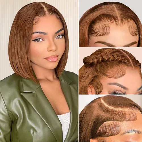 Vista 10 de Peluca de cabello humano estilo Bob azul real de 13 x 4 HD, encaje frontal, pelucas cortas estilo Bob con encaje frontal para mujeres negras
