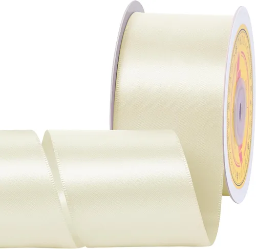 Vista 315 de Cinta de satén plateada de doble cara de 1-1/2 pulgadas x 50 yardas, cinta plateada de poliéster para envolver regalos, muy adecuada para bodas