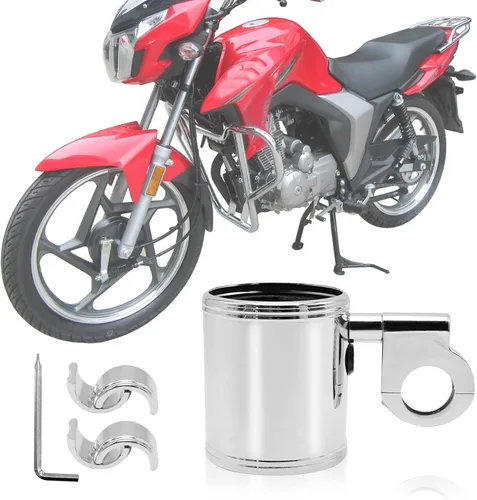 Vista 5 de 200 Montura de Manillar de Cromo para Motocicleta, Portavasos de Metal con Rotación de 360 Grados
