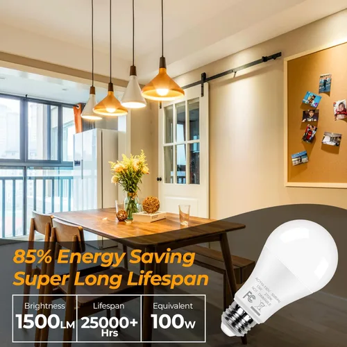 Vista 3 de Bombillas LED A19 13 W, equivalentes a 100 W, paquete de 12 bombillas LED súper brillantes de 1500 lúmenes, base de rosca media E26 para lámpara