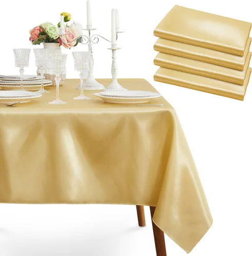 Vista 15 de Mantel rectangular de poliéster satinado blanco de 58 x 102 pulgadas, resistente a las arrugas, tela suave para comedor, festivo