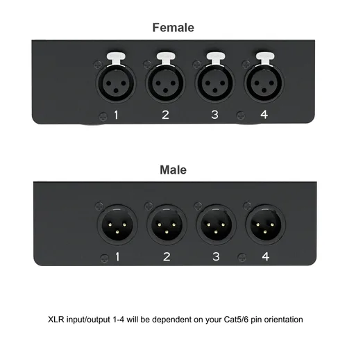 Vista 2 de LVY Extensor de cable DMX de 4 canales a través de red XLR de 3 pines macho y hembra a Ethercon canales de cable sobre cable RJ45 Cat5/Cat6 Ethercon