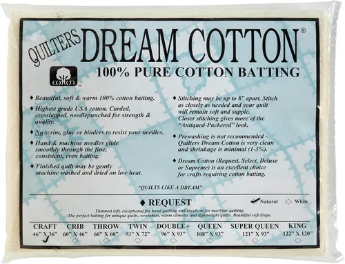 Quilters Dream Bateo de algodón natural (46 x 36 pulgadas) Artesanía