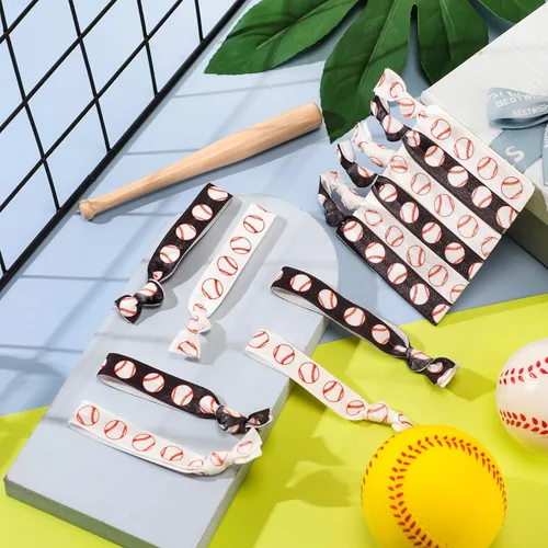Vista 7 de Hanaive 20 bandas elásticas para el pelo de sóftbol, bandas para el cabello, sin arrugas, accesorios de sóftbol para mujeres (béisbol)